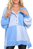 Autumn Winter Casual Patchwork Contrasting Loose Long Sleeve Top