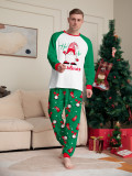 Christmas Family Wear Green Print Santa Claus Long Sleeve Pants Pajama Set