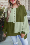 Autumn Winter Casual Patchwork Contrasting Loose Long Sleeve Top