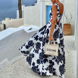 Women's Suit Summer Printed Strap Vest Top Long Skirt Two-Piece Set