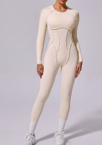 Autumn Winter One-Piece Low Back Tight Fitting Long-Sleeved Sports Jumpsuit