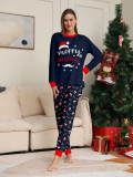 Christmas Family Wear Hat White Beard American Holiday Party Print Pajama Set