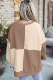 Autumn Winter Casual Patchwork Contrasting Loose Long Sleeve Top