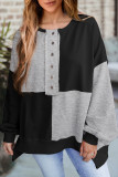 Autumn Winter Casual Patchwork Contrasting Loose Long Sleeve Top