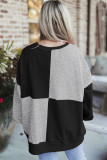 Autumn Winter Casual Patchwork Contrasting Loose Long Sleeve Top