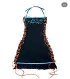 Women Printed Drawstring Halter Neck Bow Dress