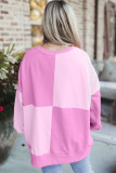 Autumn Winter Casual Patchwork Contrasting Loose Long Sleeve Top