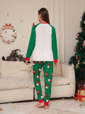 Christmas Family Wear Green Print Santa Claus Long Sleeve Pants Pajama Set
