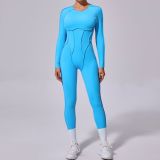 Autumn Winter One-Piece Low Back Tight Fitting Long-Sleeved Sports Jumpsuit