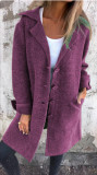 Women Solid Turndown Collar Pocket Maxi Jacket