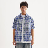 Casual Trendy Plaid Loose Short Sleeve Men's Shirt