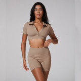 Women Ribbed Yoga Two Piece Set