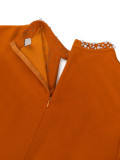 Women's Fashion High Neck A-Line Elegant Beaded Dress