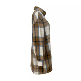 Women Plaid Cardigan Long Jacket