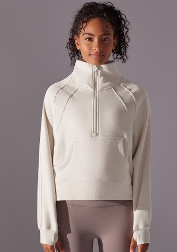 Women Solid Yoga Casual Outdoor Sports Loose Long-sleeved Top