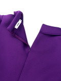 Chic Turndown Collar Solid Color High Waist  Plus Size Party Dress
