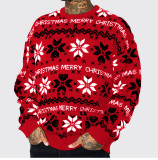 Men's Autumn Winter Christmas Jacquard Loose Long Sleeve Sweater