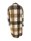 Women Plaid Long Sleeve Long Jacket