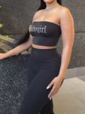 Women sleeveless Strapless And Pant Casual Two Piece Set