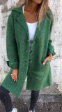Women Solid Turndown Collar Pocket Maxi Jacket