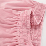 Pink Fashion Sports Suit Autumn Winter Zipper Turndown Collar Two-Piece Women Pants Set