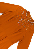 Women's Fashion High Neck A-Line Elegant Beaded Dress
