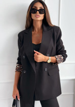 Women Autumn Turndown Collar Long Sleeve Career Plaid Blazer