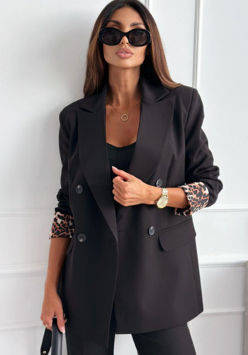 Women Autumn Turndown Collar Long Sleeve Career Plaid Blazer