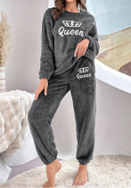 Autumn Winter Fleece Plus Size Two Piece Pajamas Ladies' Home Wear