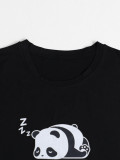 Summer Panda Print Flying Sleeve Pajamas Set Women's Home Clothes