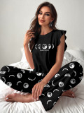 Flying Sleeve T-Shirt Trousers Women's Home Clothes  Summer Pajamas