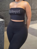 Women sleeveless Strapless And Pant Casual Two Piece Set