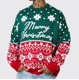 Men's Autumn Winter Christmas Knitting Shirt Jacquard Loose Pullover Sweater