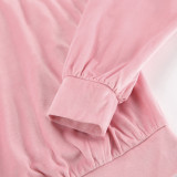 Pink Fashion Sports Suit Autumn Winter Zipper Turndown Collar Two-Piece Women Pants Set