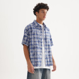 Casual Trendy Plaid Loose Short Sleeve Men's Shirt