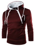 Spring Autumn Fashion Double Zipper Contrasting Hooded Men's Fleece Hoodies