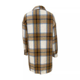 Women Plaid Cardigan Long Jacket
