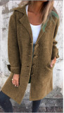 Women Solid Turndown Collar Pocket Maxi Jacket