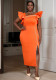 Women Formal Party Elegant Square Neck Ruffle Beaded Dress