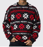 Men's Autumn Winter Christmas Jacquard Loose Long Sleeve Sweater