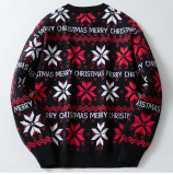 Men's Autumn Winter Christmas Jacquard Loose Long Sleeve Sweater