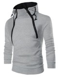 Spring Autumn Fashion Double Zipper Contrasting Hooded Men's Fleece Hoodies