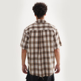 Summer Men's Fashion Trend Loose Short Sleeve Plaid Shirt