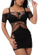 Plus Size Women Hollow Fishnet Sexy See-Through Dress