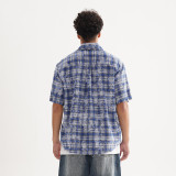 Casual Trendy Plaid Loose Short Sleeve Men's Shirt