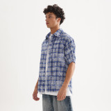 Casual Trendy Plaid Loose Short Sleeve Men's Shirt