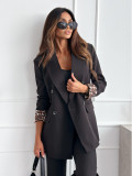 Women Autumn Turndown Collar Long Sleeve Career Plaid Blazer