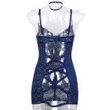 Homewear Pajamas See-Through Lace Sexy Strap Bodycon Dress