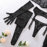 Women See-Through Mesh Gloves Legs Socks Sexy Lingerie Set