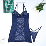 Homewear Pajamas See-Through Lace Sexy Strap Bodycon Dress